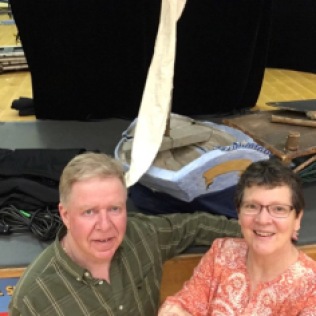 Darryll and Heather, after a performance of Molly and the Oak Island Treasure at Digby Elementary.